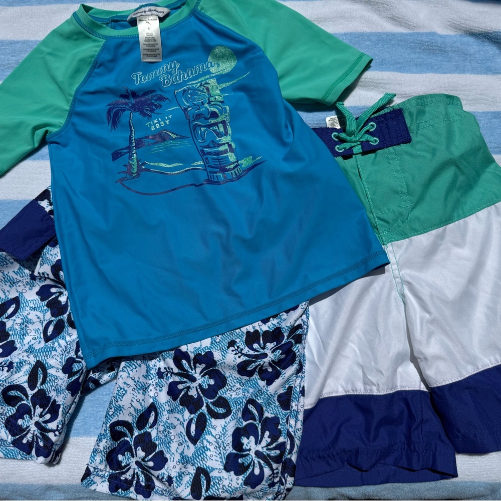 Tommy Bahama Blue and Green Rashguard Swim